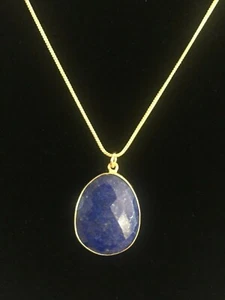 Bonito Colgante Lapislázuli Chapado en Oro 18k con Cadena Ajustable Regalo - Imagen 1 de 4
