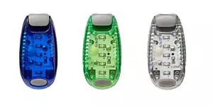 1 Luce di Sicurezza LED Blu 1 Verde 1 Bianco Clip Notturna Lampeggiante Corsa Ciclismo - Foto 1 di 10