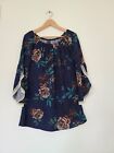 Win Win Blue Lace sleeve tunic top Size S-M