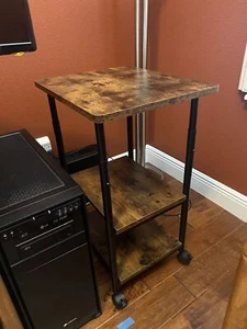 Industrial Printer Stand, 3-Tier Machine Cart with Wheels and Adjustable Table T - Picture 1 of 10
