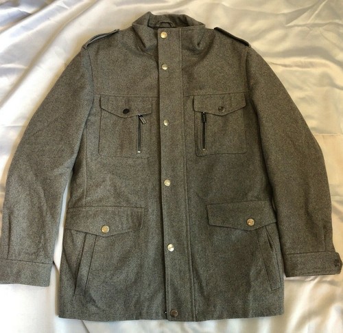 Cappotto uomo invernale Michael Kors misto LANA grigio full zip a scatto Medium