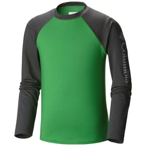 COLUMBIA Omni Shade Steamboat Rock L/S Green Sunguard Shirt Youth Boys L - Picture 1 of 2