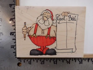 WHIPPER SNAPPER AY842 SANTA GOOD BAD LIST CHRISTMAS WOOD RUBBER STAMP EUC L5661 - Picture 1 of 2
