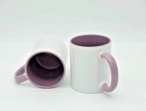 Purple Coated 11 oz Large Handle Sublimation Heat Press Sublimation Mug - Picture 1 of 2