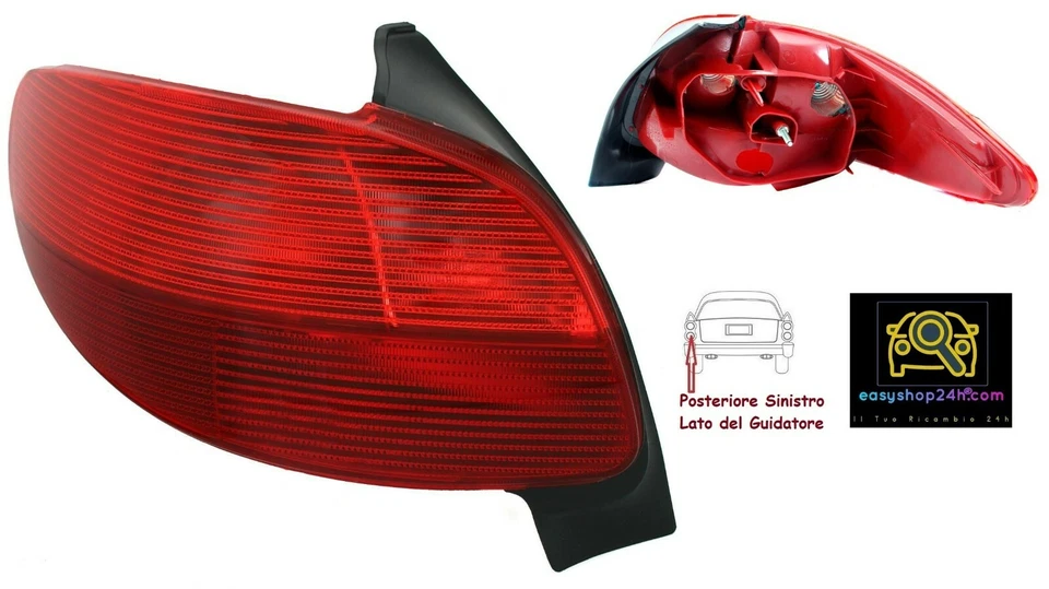 FARO FANALE FANALINO POSTERIORE SX PER PEUGEOT 206 1998 2003 GRUPPO OTTICO STOP - Immagine 1 di 1