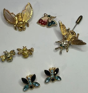 Bees Butterflys  Vintage Brooches Pin Clips Earrings Monet Hedy Hedison More LOT - Picture 1 of 19