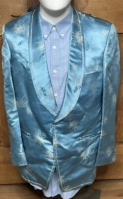 Abrigo deportivo de cachemira para hombre Blazer Brocado Chaqueta de cena Azul satinado De colección Piña Foto 1 de 4