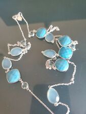 Colleen Lopez Howlite Blue Chalcedony Topaz 36" Silver 925 Necklace NWOT$170