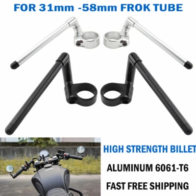 31mm~58mm Cafe Racer Bars 7/8" Motorcycle Universal Clip-On Handlebar Fork Tube - Image 1 of 4