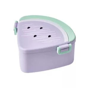 Watermelon Shaped Lunch Box With 3 Compartments, Fork & Spoon, Bento Box Purple - Picture 1 of 5