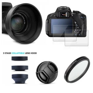 NEW UV Filter + Lens Hood + Cap + Glass LCD Protector for Nikon P900 P950 P1000 - Picture 1 of 12