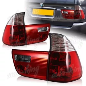 FIT BMW E53 X5 CHROME HOUSING RED/CLEAR LENS REAR BRAKE TAIL LIGHTS LAMPS LH+RH - Picture 1 of 4
