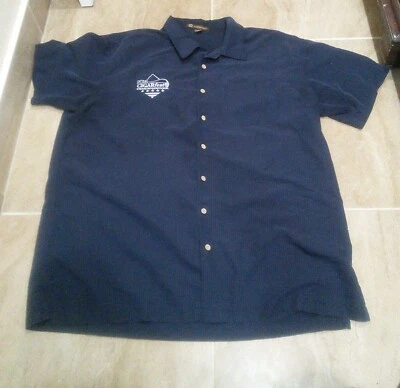 Official Men's Cigarfest 2016 Button Shirt International Blue Short Sleeve 2XL - Image 1 of 4