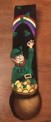 Corbata irlandesa de la suerte corbata negra con arco iris, tréboles, duende, olla de oro Foto 1 de 4