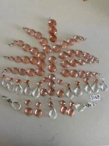 crystal chandelier part asst old peach crystal see description - Picture 1 of 3