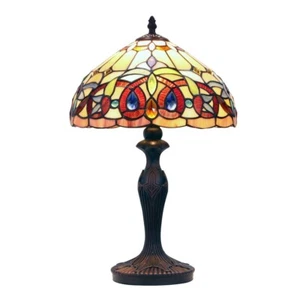 Stained Glass Table Desk Lamp Tiffany Style Victorian Design Shade - Picture 1 of 6