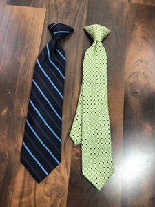 Chaps boys clip on ties lot of 2 green & George blues- nice! As27 - Picture 1 of 8