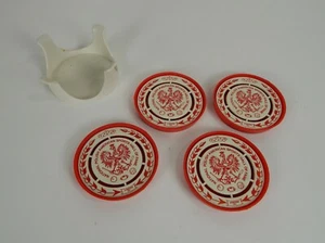 1975 Set of 4 National Polish American Sports Hall of Fame Coasters Made in USA - Picture 1 of 8