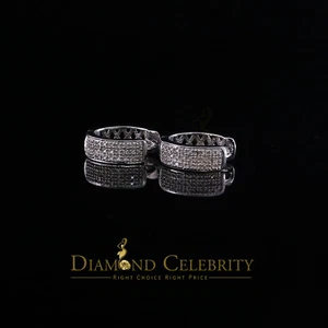 0.15ct Diamond 925 Silver White Hoop Stud Earring For Men's & Women's - Picture 1 of 12