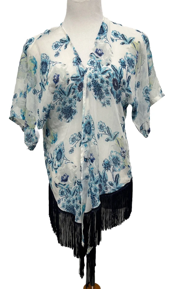 Cejon Blue White Peaceful Poppy Cover-Up OS