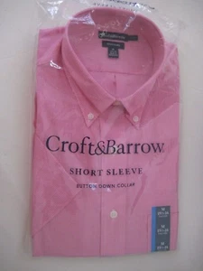 Croft&Barrow Short Sleeve Button Down Collar SACHT PINK Men's Check Shirt $36 - Picture 1 of 3