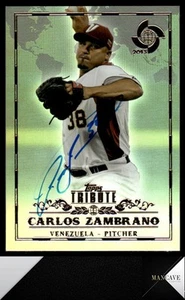 2013 Topps Tribute WBC #34 Carlos Zambrano Auto Firmato Venezuela - Foto 1 di 2