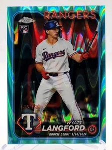 2024 Topps Chrome - Wyatt Langford #122 rifrattore RayWave verde 145/199 (RC) - Foto 1 di 3