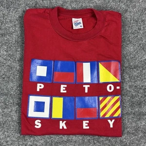 Camisa De Colección Petoskey MI Para Hombres XL (Se Ajusta a L) Roja Bandera Náutica Señal Marítima Años 90 EE. UU. - Imagen 1 de 13