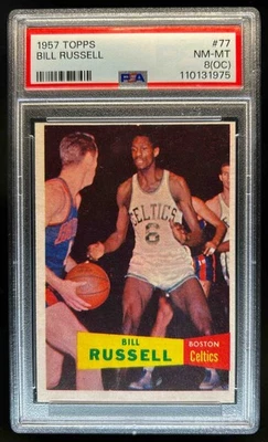 1957-58 Topps Bill Russell 1957 novato RC #77 Celtics PSA 8 (OC) Foto 1 de 2