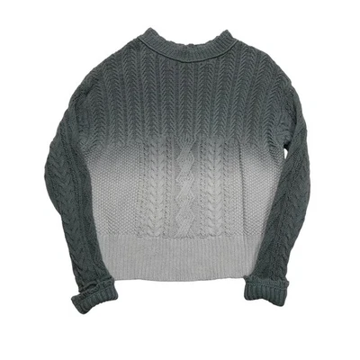 Anthropologie Sweater Womens XL Gray Ombre Gradient Cable Knit Crewneck Pullover - Image 1 of 4