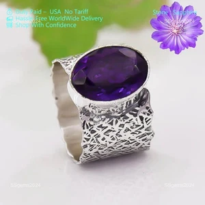 925 Sterling Silver Sapphire Stone Channel Set Wife Ethnic New Band Ring Jewelry - Picture 1 of 5