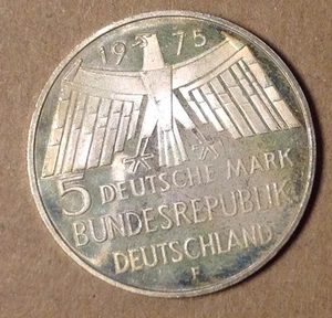Old World .625 Silver Coin Lot West Germany 1975F 5 Deutschemark BU KM# 142.1 - Picture 1 of 2