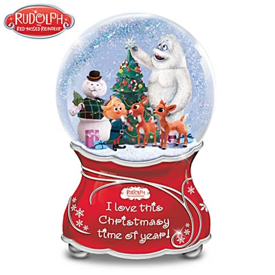 Bradford Exchange Rudolph The Red-Nosed Reindeer Musical Glitter Globe NIB