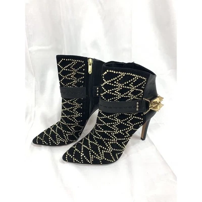 Botín Sam Edelman Mila Negro Dorado Tachonado Tacón Alto Stiletto 6 Foto 1 de 4