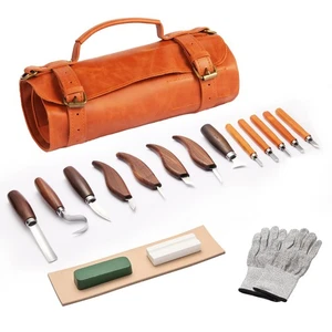All-in-One Professional Wood Carving Kit with PU Storage Bag,Carbon Steel Kni... - Picture 1 of 7