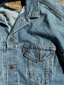 VINTAGE Orange Tab Levis Denim Jacket Men XL Acid Wash Trucker 80s Made in USA - Picture 1 of 8