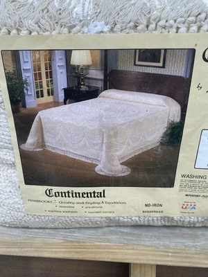 Colcha de Colección Continental Pembrooke Flecos Manta Crema 100% Algodón Doble NUEVA Foto 1 de 4
