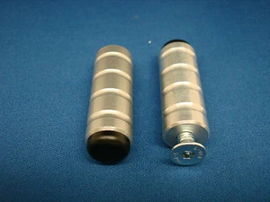 MOTORCYCLE LARGE ROUND ALLOY TOE PEGS (1 PAIR) ANODISED SILVER. TP5.  - Picture 1 of 3