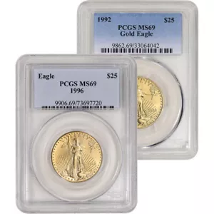 American Gold Eagle 1/2 oz $25 - PCGS MS69 Random Date and Label - Picture 1 of 3