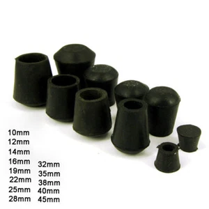 Black Rubber Chair Table Feet Stick Pipe Tubing End Cover Caps 10 12 15 16~45mm - Picture 1 of 12