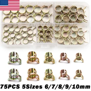75X Hose Clamps 6/7/8/9/10mm Spring Clips Fuel Water Line Pipe Air Tube Fastener - Picture 1 of 15