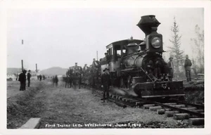 Cartolina d'epoca RPPC treno RR primi treni Whitehorse Canada Sternwheelers Y00039 - Foto 1 di 2