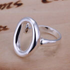 925 Sterling Silver O Shape Open Adjustable Rings Women Fashion Ring Size 6-7