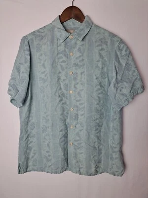 Camisa Hawaiana Margaritaville Para Hombres Grande Azul Seda Mezcla de Lino Abotonada S/S Foto 1 de 4