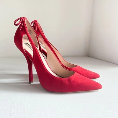 Sexy Tacones Altos Joan & David Rojo Gamuza Detalle Lazo 8.5M NUEVO Foto 1 de 4