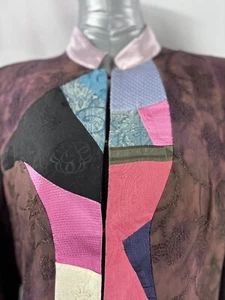 Chico's Gr. L feine asiatische Art-to-Wear inspirierte Patchwork elegante Kaiserin Jacke - Bild 1 von 7