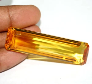 Certified Natural Brazilian 212.15 Ct Yellow Citrine Emerald Cut Loose Gemstone - Picture 1 of 9
