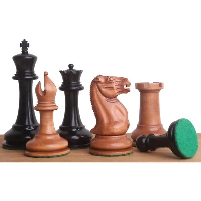 1849 Cooke Type Staunton Chess Set- Chess Pieces Only - Ebony & Antiqued Boxwood - Image 1 of 4