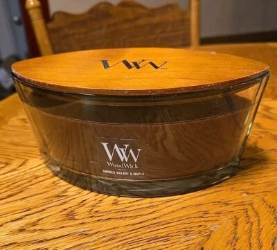 NEW WoodWick SMOKED WALNUT & MAPLE Large ELLIPSE Candle 16oz 🍁 - Image 1 of 4