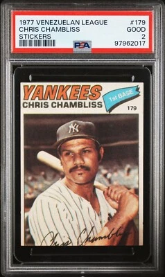 PSA 2 VENEZUELAN CHRIS CHAMBLISS NY 1977 VENEZUELA LEAGUE #179 GRADED GOOD TPHLC - image 1 of 2